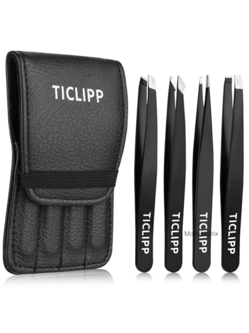 4Pc Stainless Steel Tweezer Set Precision Slant Pointed Flat Fine Tip